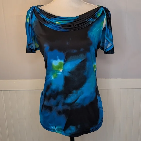 Y2K Tie Dye Cowl Neck Top | Fairy Grunge Flutter Sleeve | Size Small - Picture 2 of 14